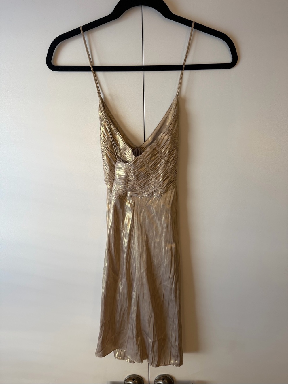 NWT - Metallic Champagne Slip Dress with Delicate Straps - Picture 8 of 11